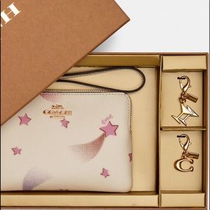 Coach wristlet and charms, BOXED, NWT